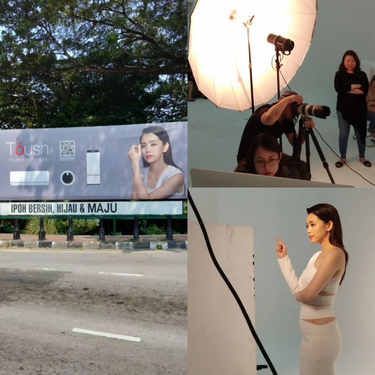 Behind the scenes of a commercial shoot and the final billboard